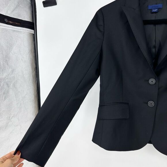 J. Crew Womens Blazer Wool Size 4 Super 120s Black Classic - Picture 7 of 9